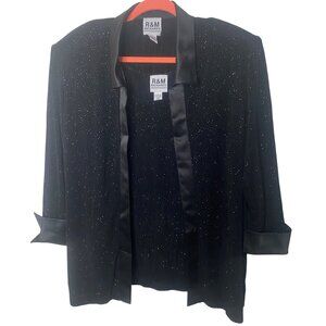 R&M Richards Two-Piece Blazer Top Set Womens Size 18 Black Sparkle‎ Formal Party